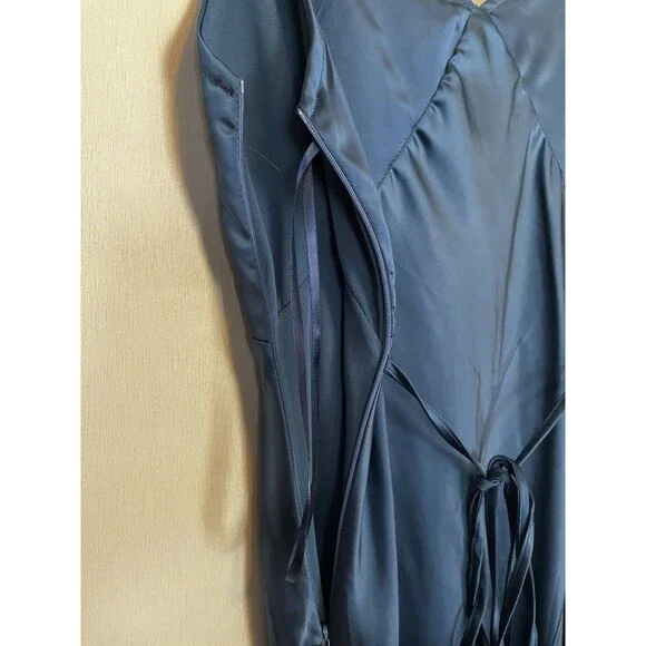 Princess Polly Blue Satin Slip Dress with Lace Trim Size 4 - Picture 13 of 16